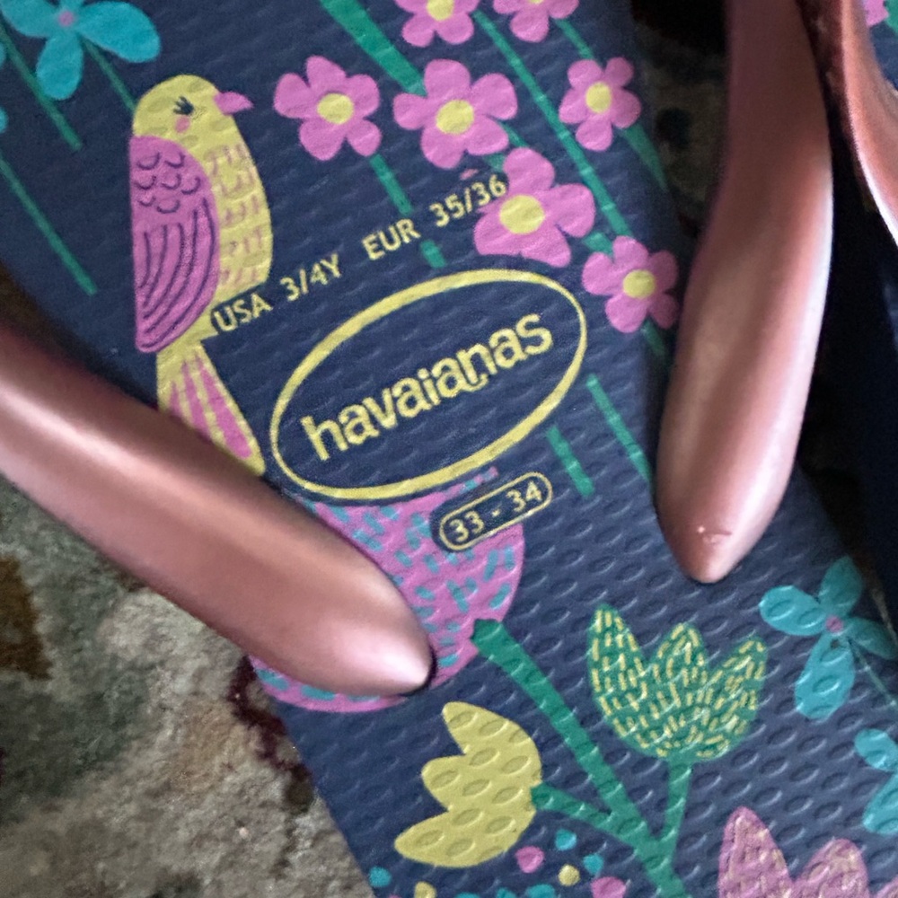 Havaianas Floral Flip Flops with Bronze Straps - Picture 2 of 3